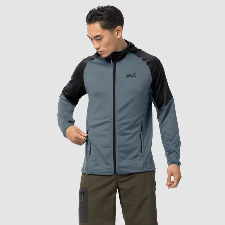 Chamarra Polar Jack Wolfskin Hydro 3 Hombre Grises Mexico-5341682